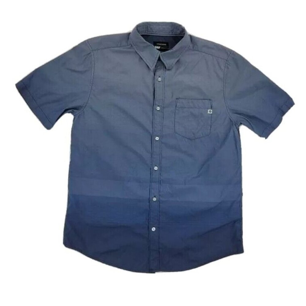 Marmot Mens Casual Button Up Shirt L Blue Short Sleeve Striped